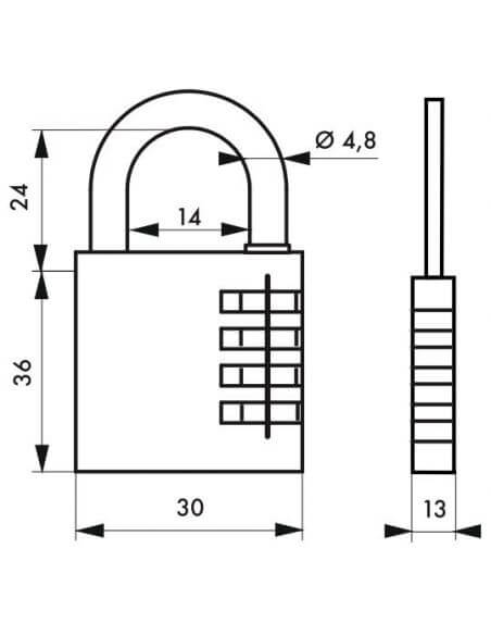 Lacat de santier, cu cifru, Model RB, 30 mm, THIRARD - 3