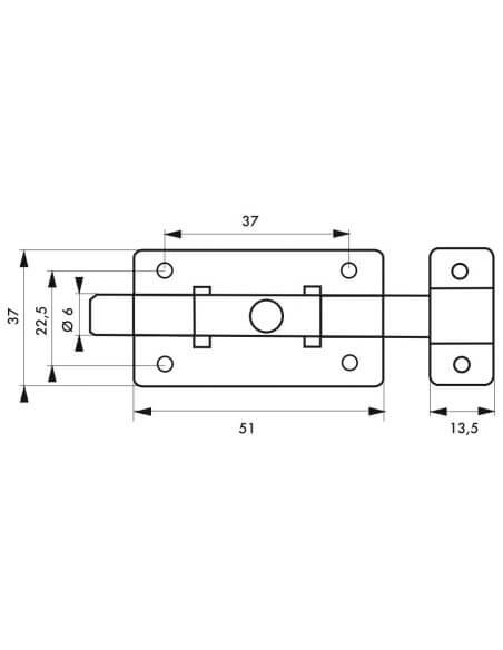 Zavor usa mobilier, aplicat, 50 mm, bolt plat, inox, THIRARD - 2