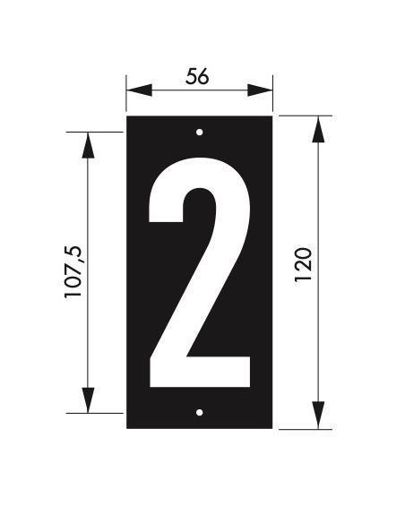 Placuta de semnalizare 56 x 130 mm cifra "2" - prindere prin insurubare, THIRARD - 2