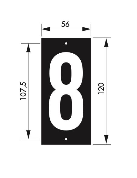 Placuta de semnalizare 56 x 130 mm cifra "8" - prindere prin insurubare, THIRARD - 2