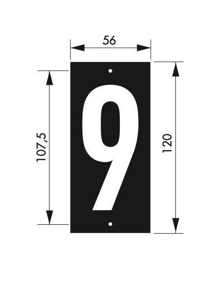 Placuta de semnalizare 56 x 130 mm cifra "9" - prindere prin insurubare, THIRARD - 2