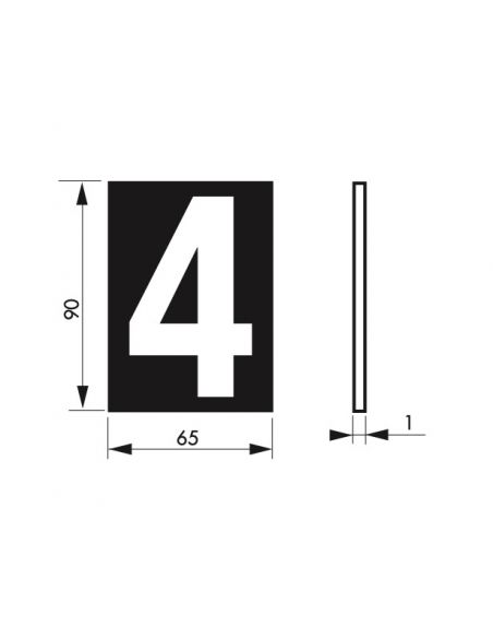 Placuta de semnalizare 65 x 90 mm cifra "4" - cu adeziv, THIRARD - 2
