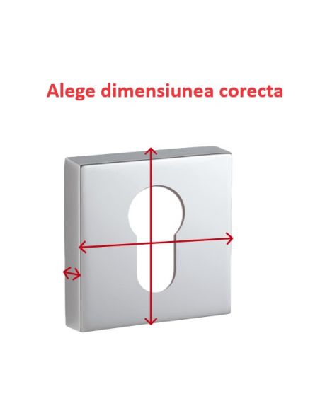 Pereche de rozete patrate 50x50 cu profil de cilindru, crom lucios, THIRARD - 6