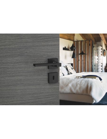 Pereche de rozete patrate 50x50 cu orificiu pentru cheie, negru mat, THIRARD - 3