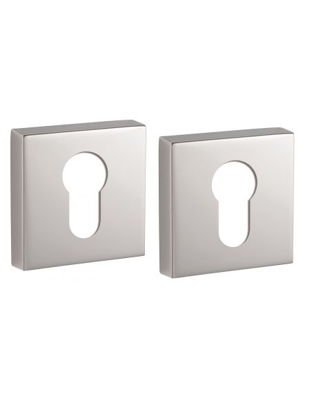 Pereche de rozete patrate 50x50 cu profil de cilindru, crom lucios, THIRARD - 1