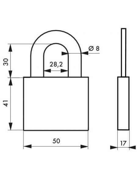 Lacat de exterior, cu cheie, TYPE 1 ALU, 50 mm, THIRARD - 2