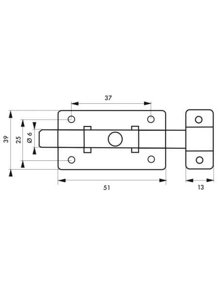Zavor usa mobilier, aplicat, 75 mm, bolt plat, cromat, THIRARD - 2