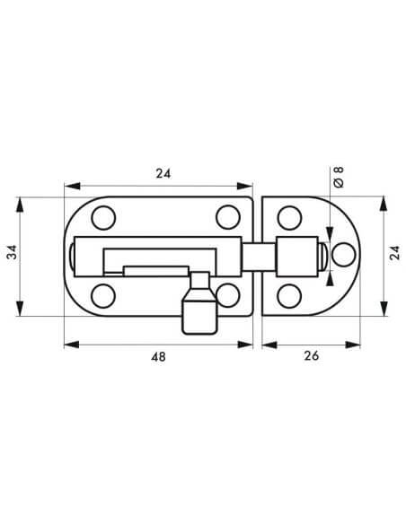 Zavor usa mobilier, aplicat, 75 mm, bolt rotund 8 mm, nichel satinat, THIRARD - 2