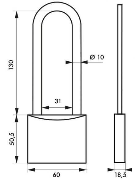 Lacat de santier, cu cheie, TYPE 1, 60 mm, toarta inalta, THIRARD - 2