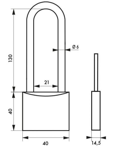 Lacat de exterior, cu cheie, TYPE 1, 40 mm, toarta inalta, THIRARD - 2