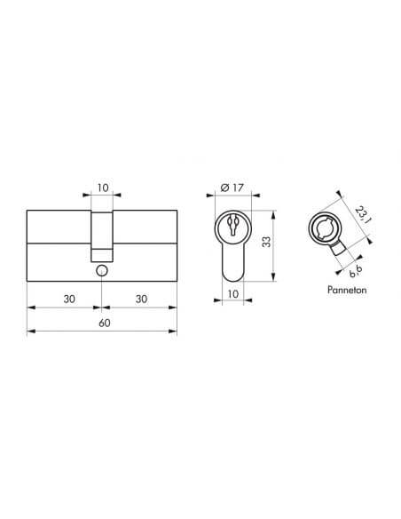 Set 3 cilindri 30 x 30 mm, standard, STD, 9 chei, THIRARD - 2