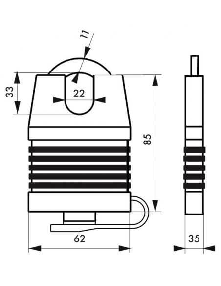 Lacat de santier, cu cheie, DOCKER, 55 mm, THIRARD - 3