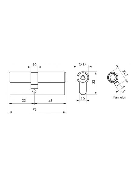 Butuc usa 33 x 43 mm, standard, nichel mat, inalta siguranta COBRA 2+, 4 chei cu pompe si card proprietate, THIRARD - 2
