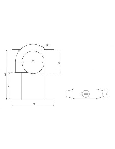 Lacat de exterior, cu cheie, OCTO-P, 70mm, THIRARD - 2