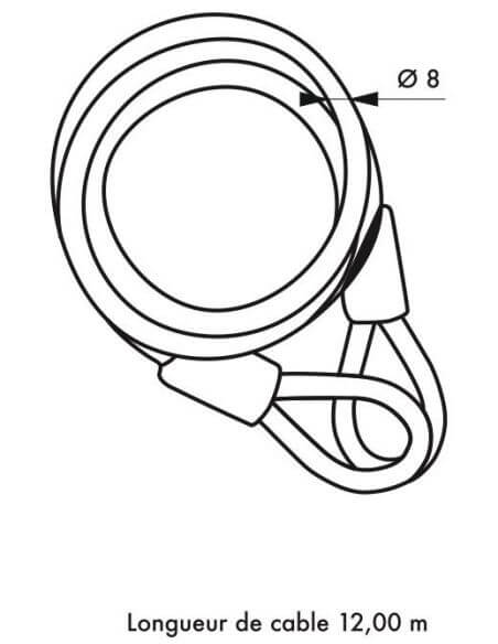 Cablu antifurt bicicleta, TWISTY, 8 mm, 12 m, THIRARD - 2