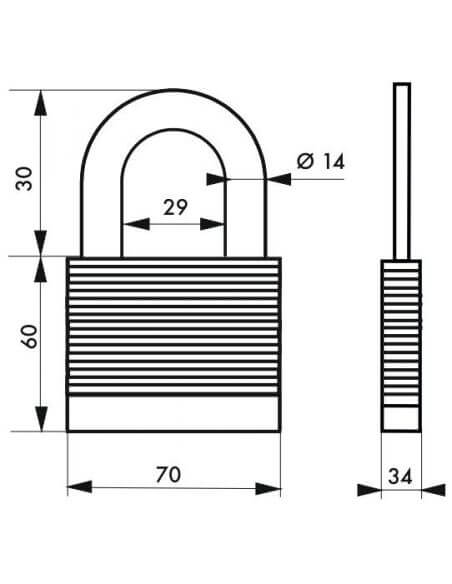 Lacat de santier, cu cheie, PROTECTOR, 70 mm, THIRARD - 2