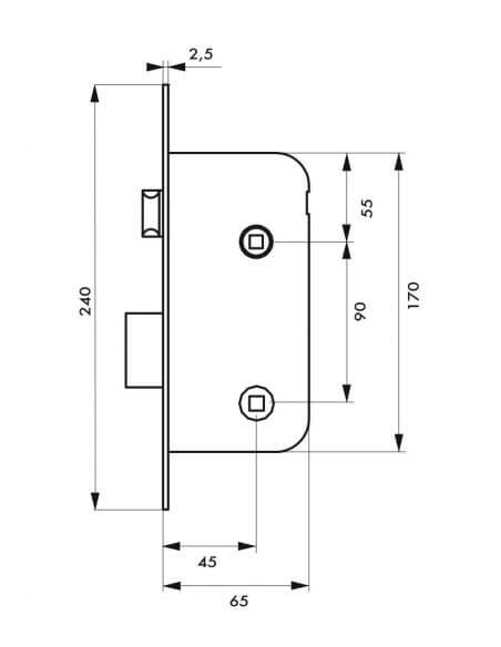 Broasca usa interior, ingropata, 45 x 90 mm, cu blocare, negru - potrivita pt. usa baie/WC sau usa dormitor, THIRARD - 2