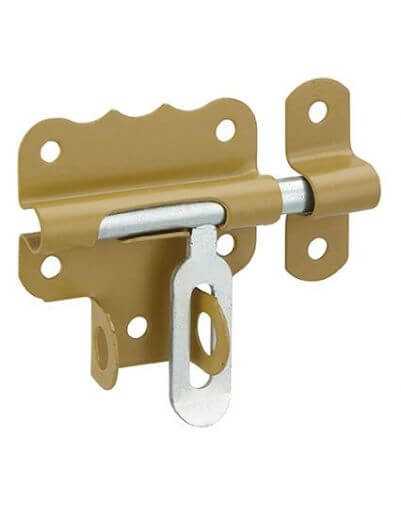 Zavor usa sau poarta, aplicat, blocare lacat, 53 mm, bolt rotund 7,5 mm, bronz, THIRARD - 1