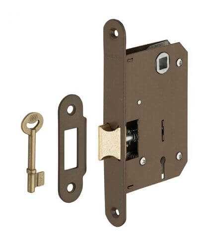 Broasca usa interior, ingropata, 43 x 72 mm, 2 chei caneluri, maro - potrivita pt. usa baie/WC sau usa dormitor, THIRARD - 1