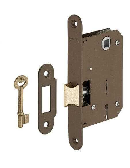 Broasca usa interior, ingropata, 43 x 72 mm, 2 chei caneluri, maro - potrivita pt. usa baie/WC sau usa dormitor, THIRARD - 1