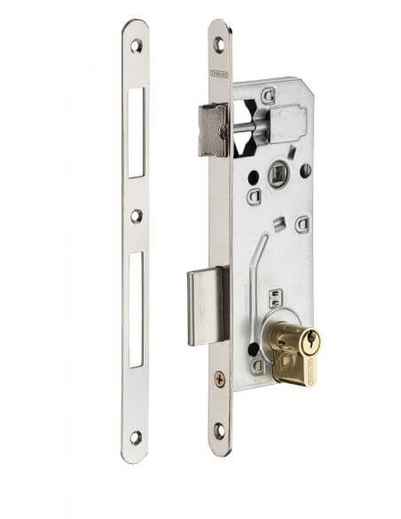 Broasca usa intrare, ingropata, 40 x 90 mm, include cilindru profil european cu 3 chei, zincat - potrivita pt. usa lemn, THIRARD