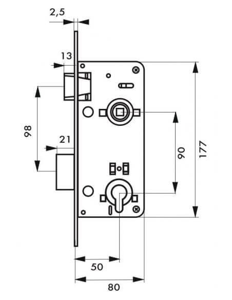 Broasca usa intrare, ingropata, 50 x 90 mm, pt. cilindru profil european, zincat - potrivita pt. usa lemn, THIRARD - 2