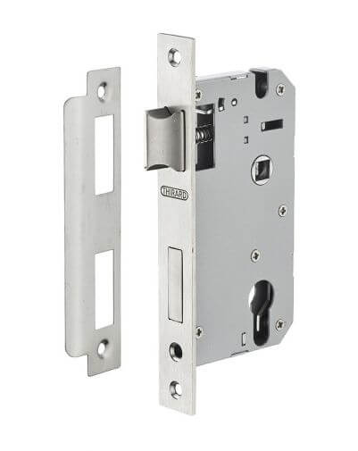 Broasca usa intrare, ingropata, 45 x 58 mm, pt. cilindru profil european cama UNI (redusa), zincat - potrivita pt. usa lemn, THI