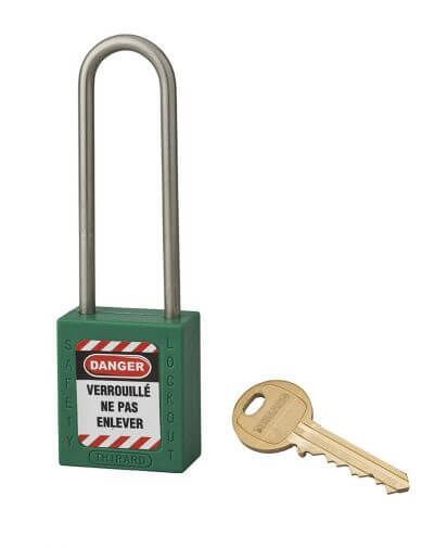 Lacat siguranta industriala, toarta inalta inox Ø 4,76 x 38 mm (verde), THIRARD - 1