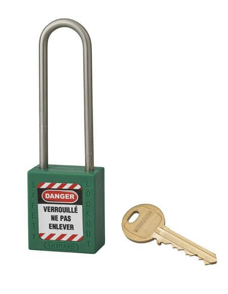 Lacat siguranta industriala, toarta inalta inox Ø 4,76 x 38 mm (verde), THIRARD - 1