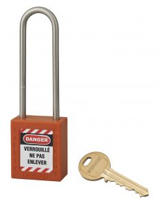 Lacat siguranta industriala, toarta inalta inox Ø 4,76 x 38 mm (portocaliu), THIRARD - 1