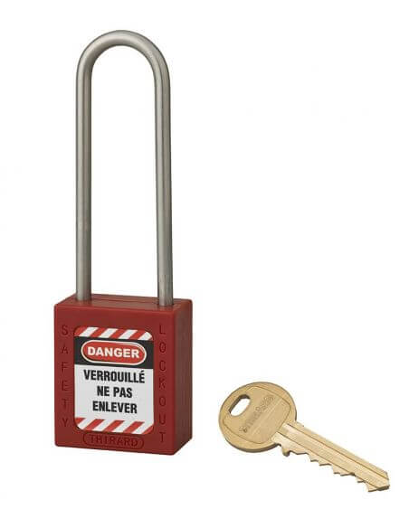 Lacat siguranta industriala, toarta inalta inox Ø 4,76 x 38 mm (rosu), THIRARD - 1