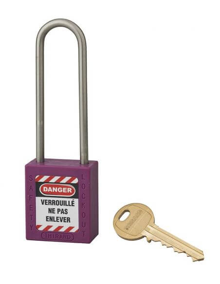 Lacat siguranta industriala, toarta inalta inox Ø 4,76 x 38 mm (violet), THIRARD - 1