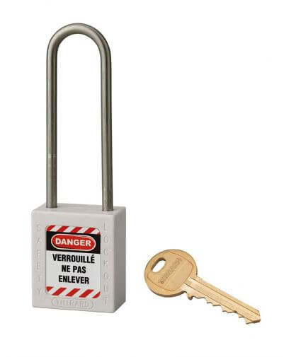 Lacat siguranta industriala, toarta inalta inox Ø 4,76 x 38 mm (alb), THIRARD - 1