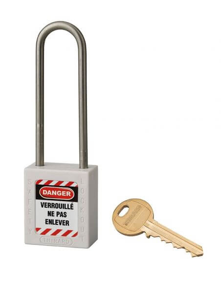 Lacat siguranta industriala, toarta inalta inox Ø 4,76 x 38 mm (alb), THIRARD - 1