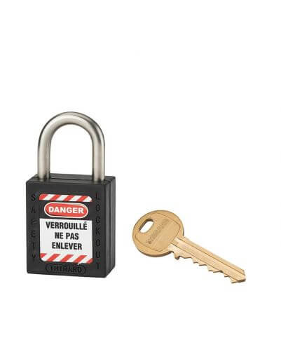 Lacat siguranta industriala, toarta inox Ø 6 x 38 mm (negru), THIRARD - 1