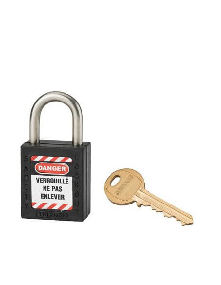 Lacat siguranta industriala, toarta inox Ø 6 x 38 mm (negru), THIRARD - 1