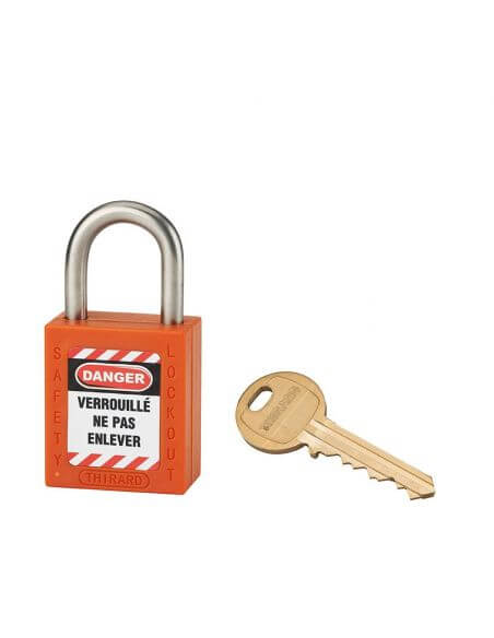 Lacat siguranta industriala, toarta inox Ø 6 x 38 mm (portocaliu), THIRARD - 1