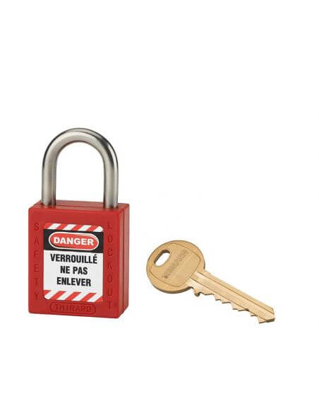 Lacat siguranta industriala, toarta inox Ø 6 x 38 mm (rosu), THIRARD - 1