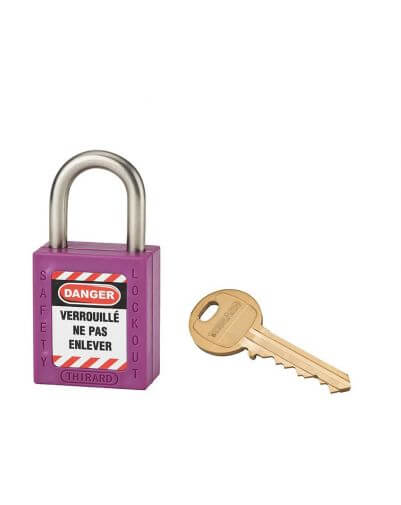 Lacat siguranta industriala, toarta inox Ø 6 x 38 mm (violet), THIRARD - 1