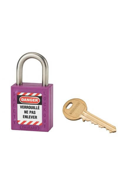 Lacat siguranta industriala, toarta inox Ø 6 x 38 mm (violet), THIRARD - 1