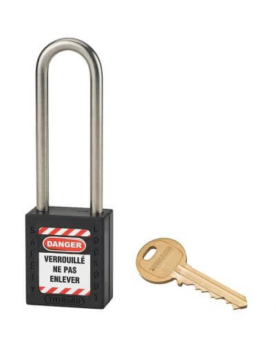 Lacat siguranta industriala, toarta inalta inox Ø 6 x 38 mm (negru), THIRARD - 1