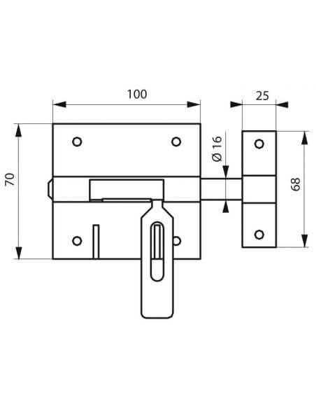 Zavor usa sau poarta, aplicat, blocare lacat, bolt rotund 16 mm, zincat - 2