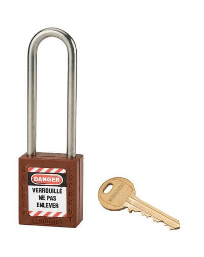 Lacat siguranta industriala, toarta inalta inox Ø 6 x 38 mm (maro), THIRARD - 1