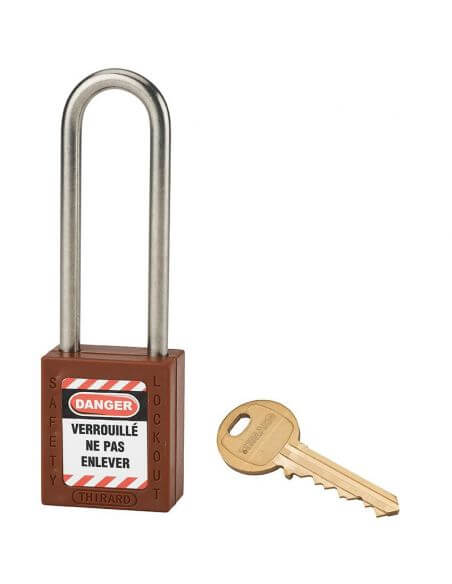 Lacat siguranta industriala, toarta inalta inox Ø 6 x 38 mm (maro), THIRARD - 1