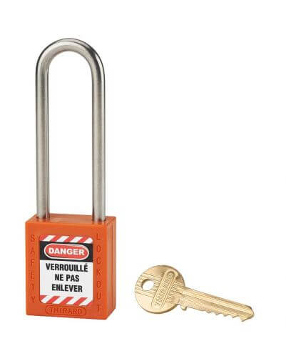 Lacat siguranta industriala, toarta inalta inox Ø 6 x 38 mm (portocaliu), THIRARD - 1