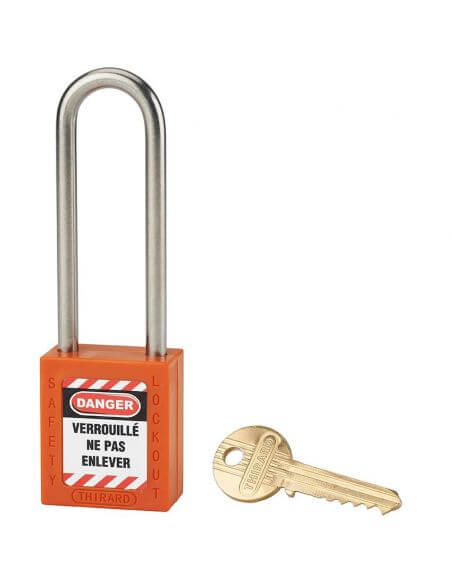 Lacat siguranta industriala, toarta inalta inox Ø 6 x 38 mm (portocaliu), THIRARD - 1