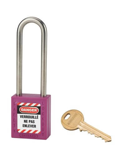 Lacat siguranta industriala, toarta inalta inox Ø 6 x 38 mm (violet), THIRARD - 1