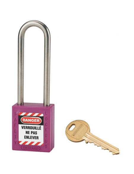 Lacat siguranta industriala, toarta inalta inox Ø 6 x 38 mm (violet), THIRARD - 1