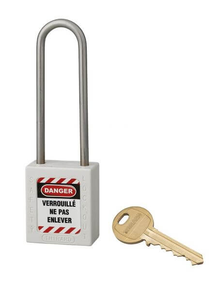 Lacat siguranta industriala, toarta inalta inox  6 x 38 mm (alb), THIRARD - 1