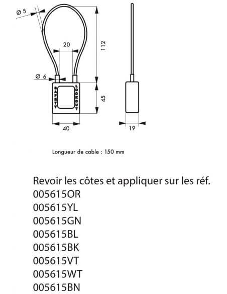 Lacat siguranta industriala, cablu inox Ø 5 X 150 mm (rosu), THIRARD - 2